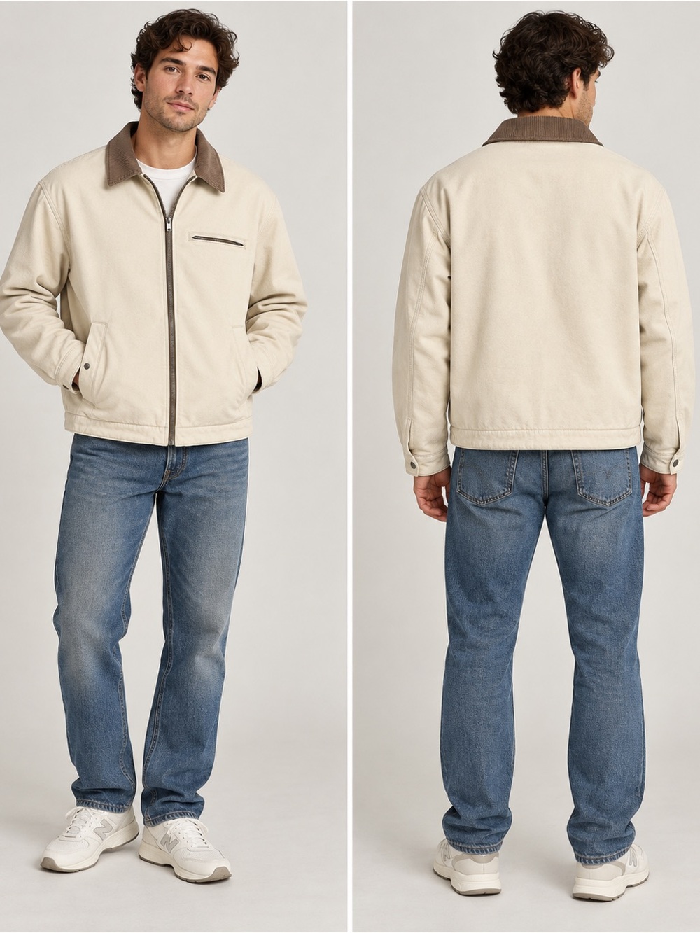 Abercrombie & Fitch Men’s Large Cream Corduroy Collar Workwear Jacket